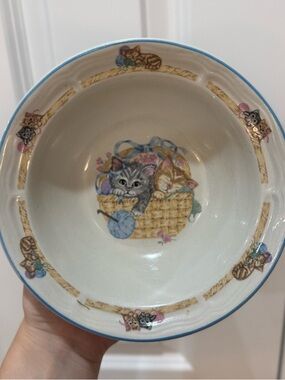 Vintage Tienshan Kitten Cereal Bowls, Stoneware, One Bowl